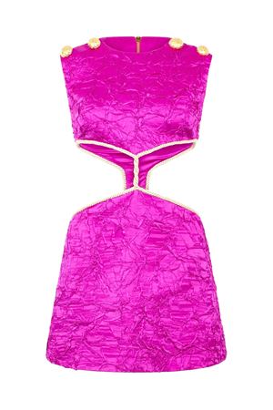 Abito corto increspato in seta fucsia ROBERTO CAVALLI | UWT101SE04502520